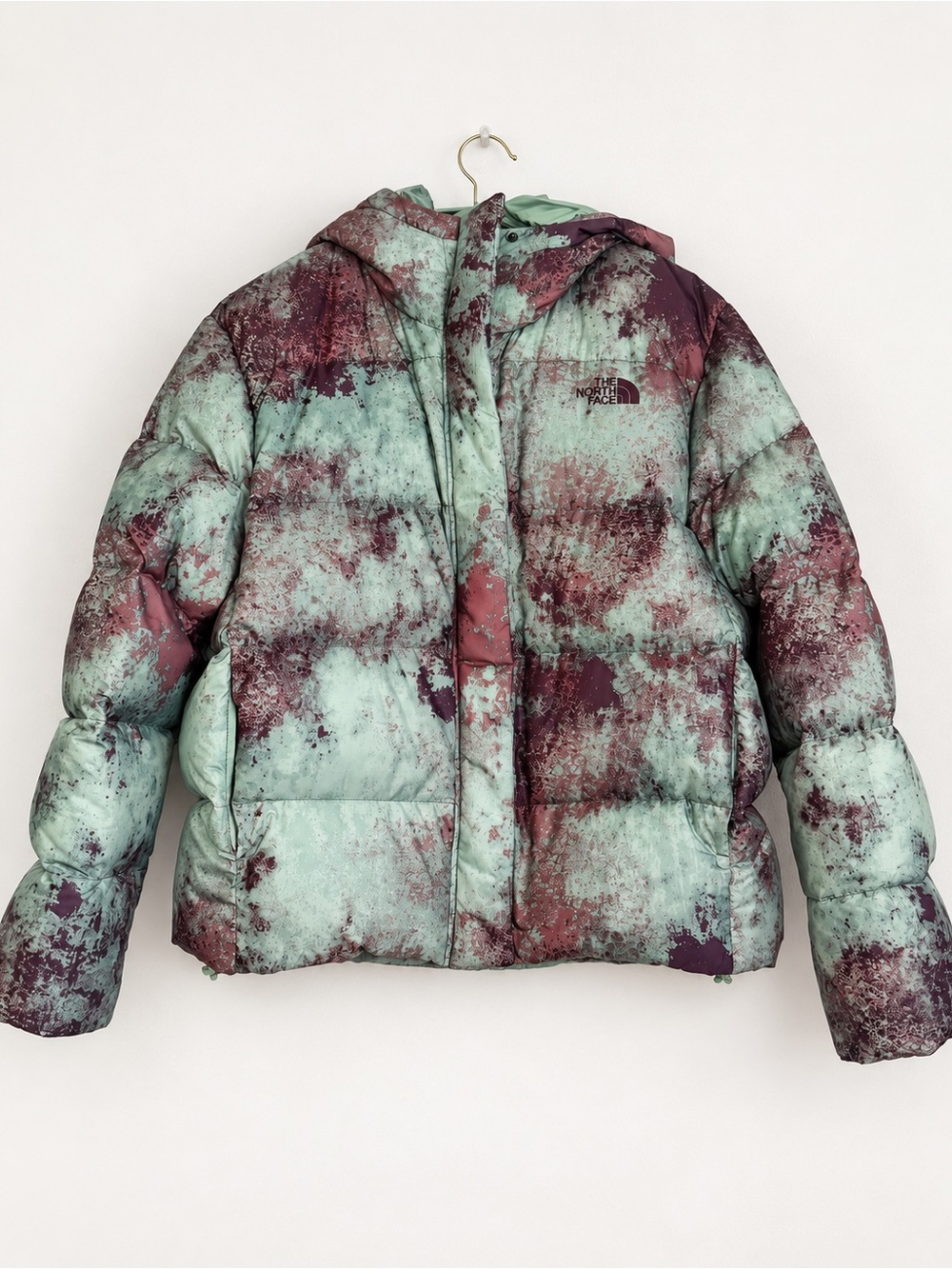 The North Face Women’s L Abstract Print Down Puffer Hooded Jacket - Picture 2 of 10